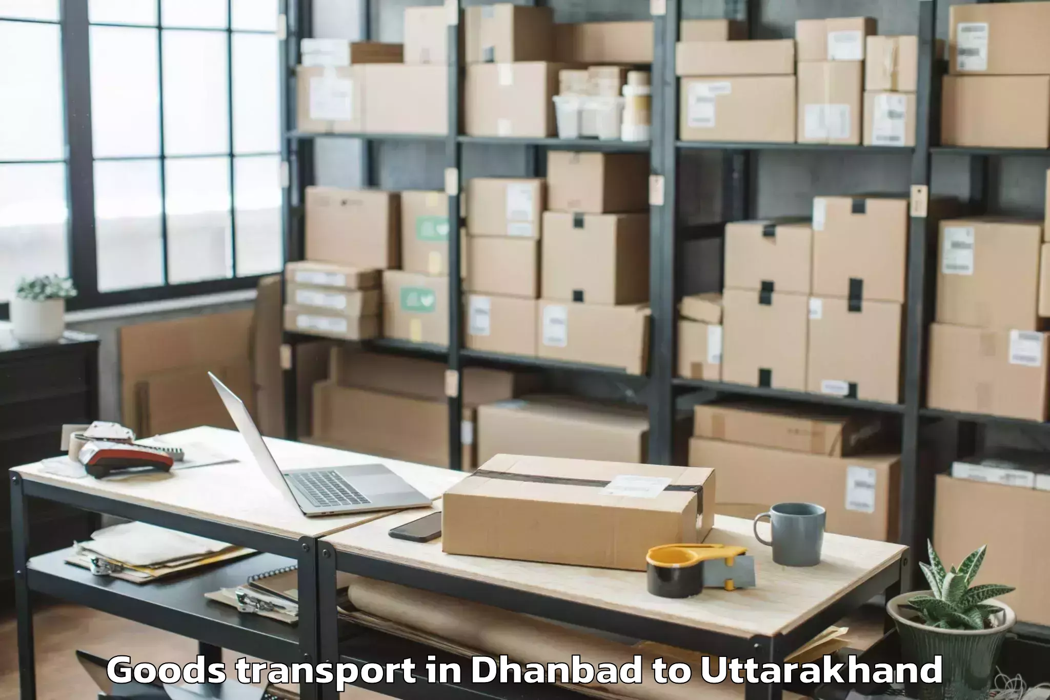 Top Dhanbad to Pokhari Goods Transport Available